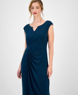 Women's Rhinestone-Embellished Drape-Front Dress