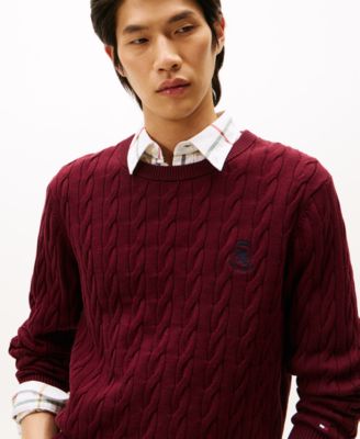 Men's Classic Cable Crest Crewneck Sweater