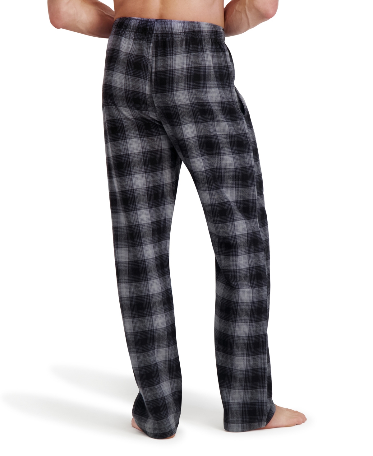 Hanes Men's Flannel Drawstring Sleep Pants In Black