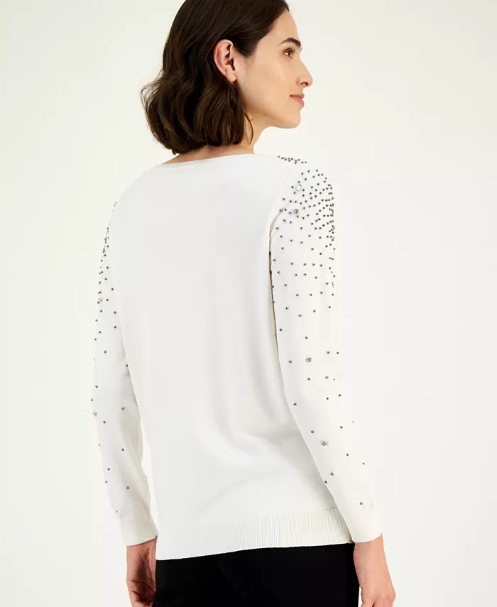 Women's Embellished Boatneck Sweater - thumbnail 4