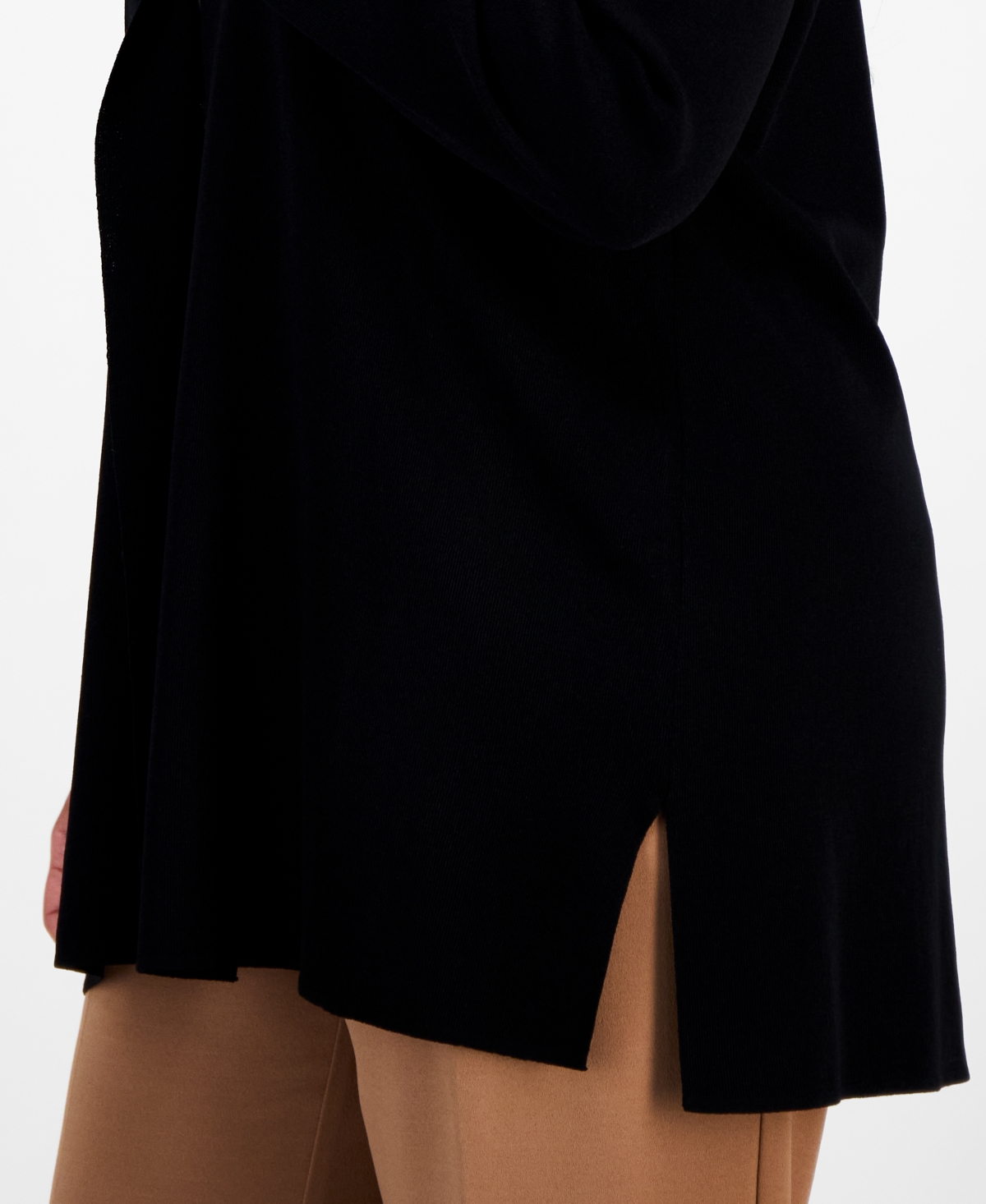 Anne Klein Plus Size Napa Kissing-front Cardigan Sweater In Black