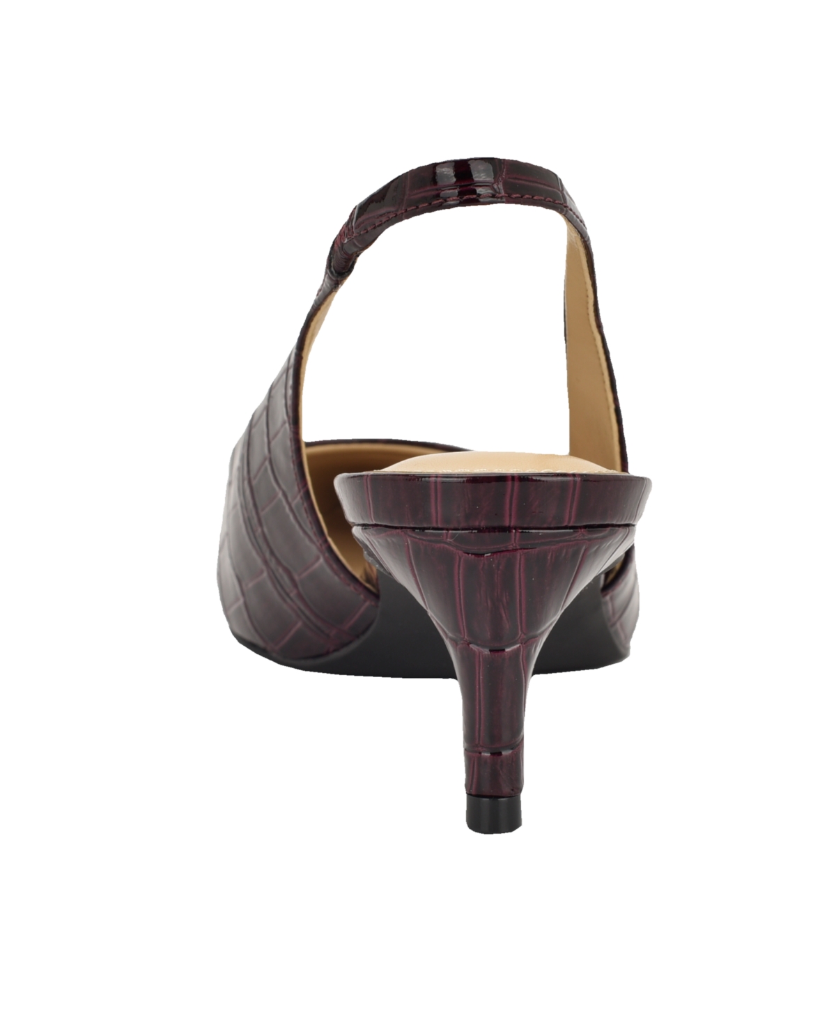 Calvin Klein Dainty Kitten Heel Pointed Toe Slingback Pump In Burgundy