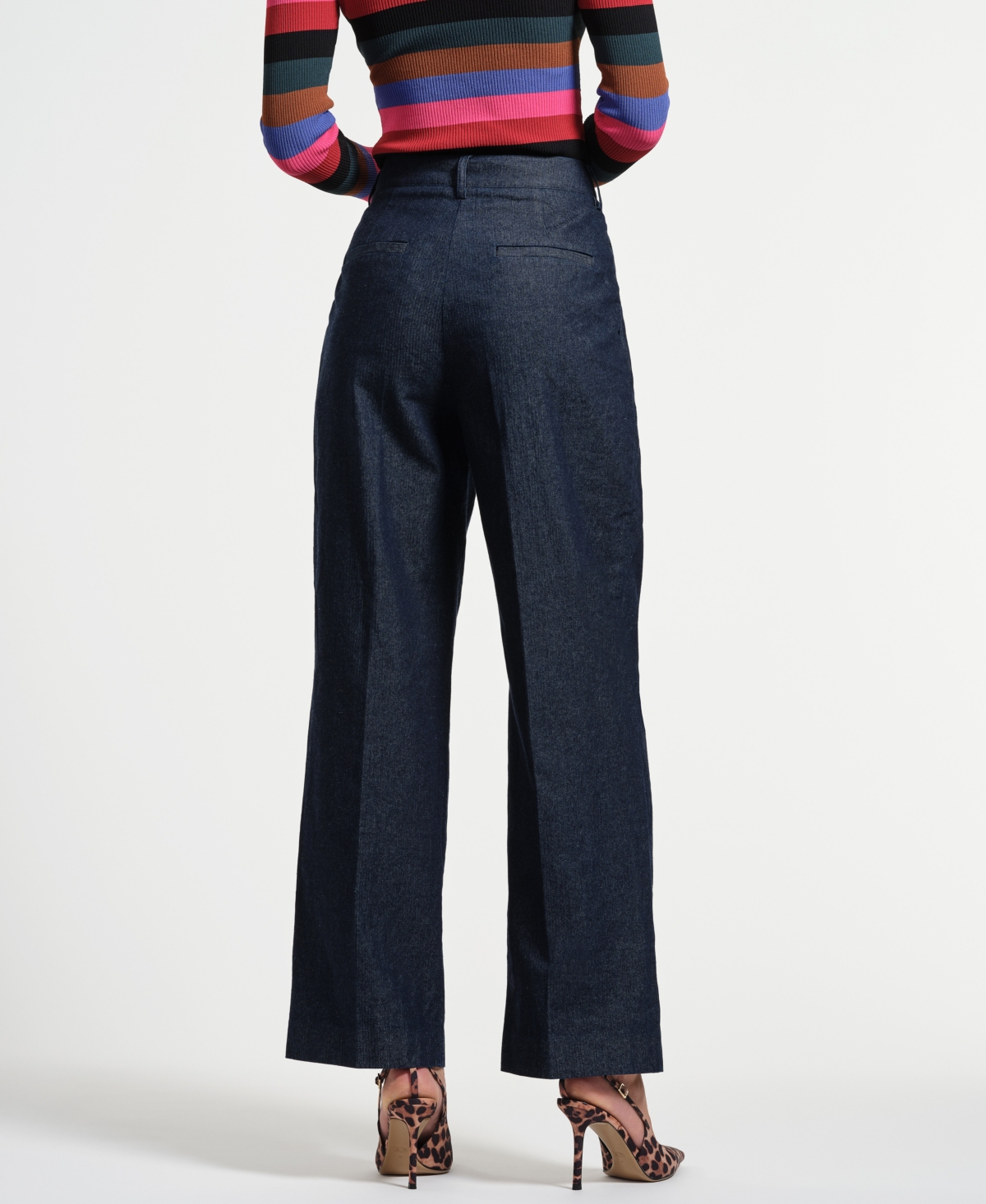 Isaac Mizrahi Women's Pleated Wide Leg Denim Pants In Blue