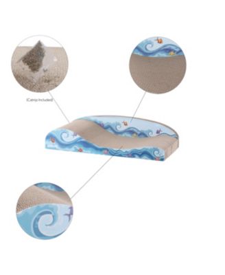 Kokomo 23.75" Coastal Cardboard Lounge Bed Cat Scratcher with Catnip, Blue