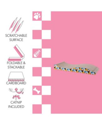 Eero 32" Modern Cardboard Foldable Lounge Cat Scratcher with Catnip, Blue/Orange