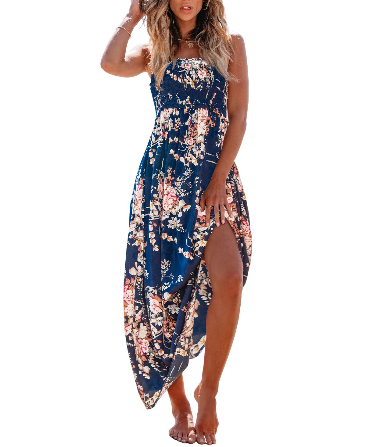 Women's Out and About Floral Maxi Beach Dress - Medium blue