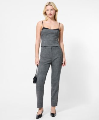 Women's Cropped Slim-Fit Plaid Cigarette Pants