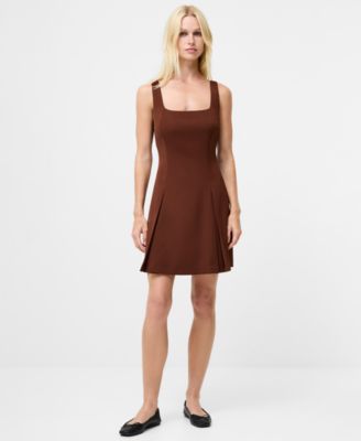 Women's Square-Neck Pleated Mini Dress