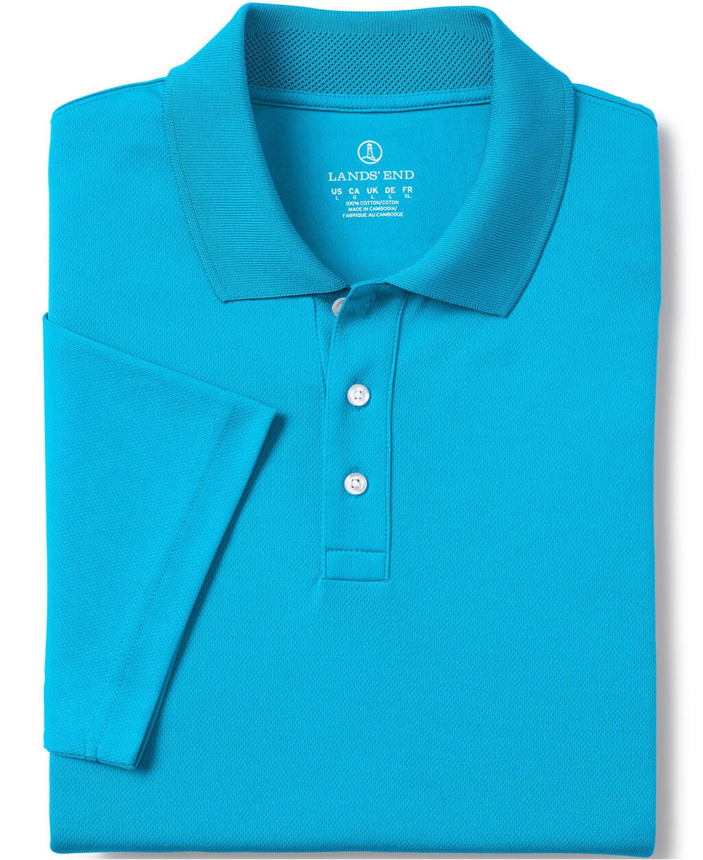 Мужское поло Lands' End School Uniform Short Sleeve Solid Active Polo Shirts, цвет: Яркий бирюзовый — фото 4