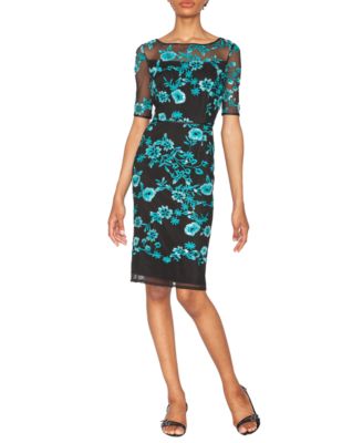 WHITE TIE by Shani - Women's Embroidered Illusion Dress