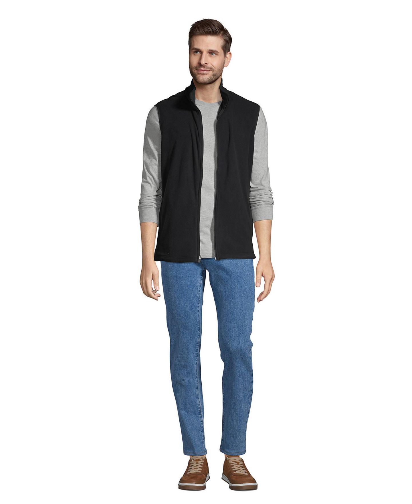 Мужской жилет Lands' End Thermacheck 100 Fleece, цвет: Чёрный — фото 4