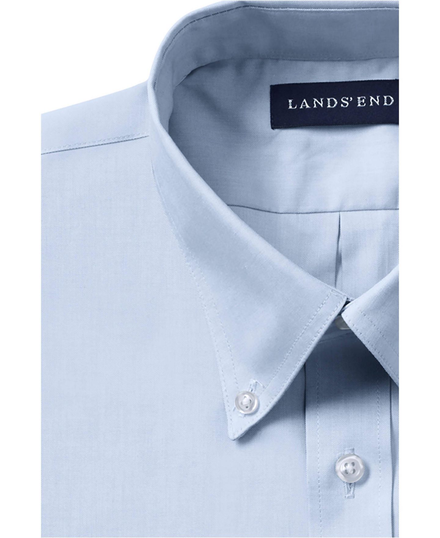 Мужская рубашка Lands' End Long Sleeve No Iron Pinpoint Dress Shirt, цвет: Синий, вариант 1 — фото 4