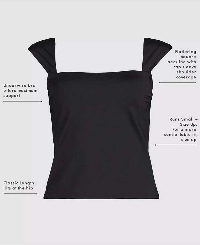 Women's Square Neck Underwire Tankini Top - thumbnail 8