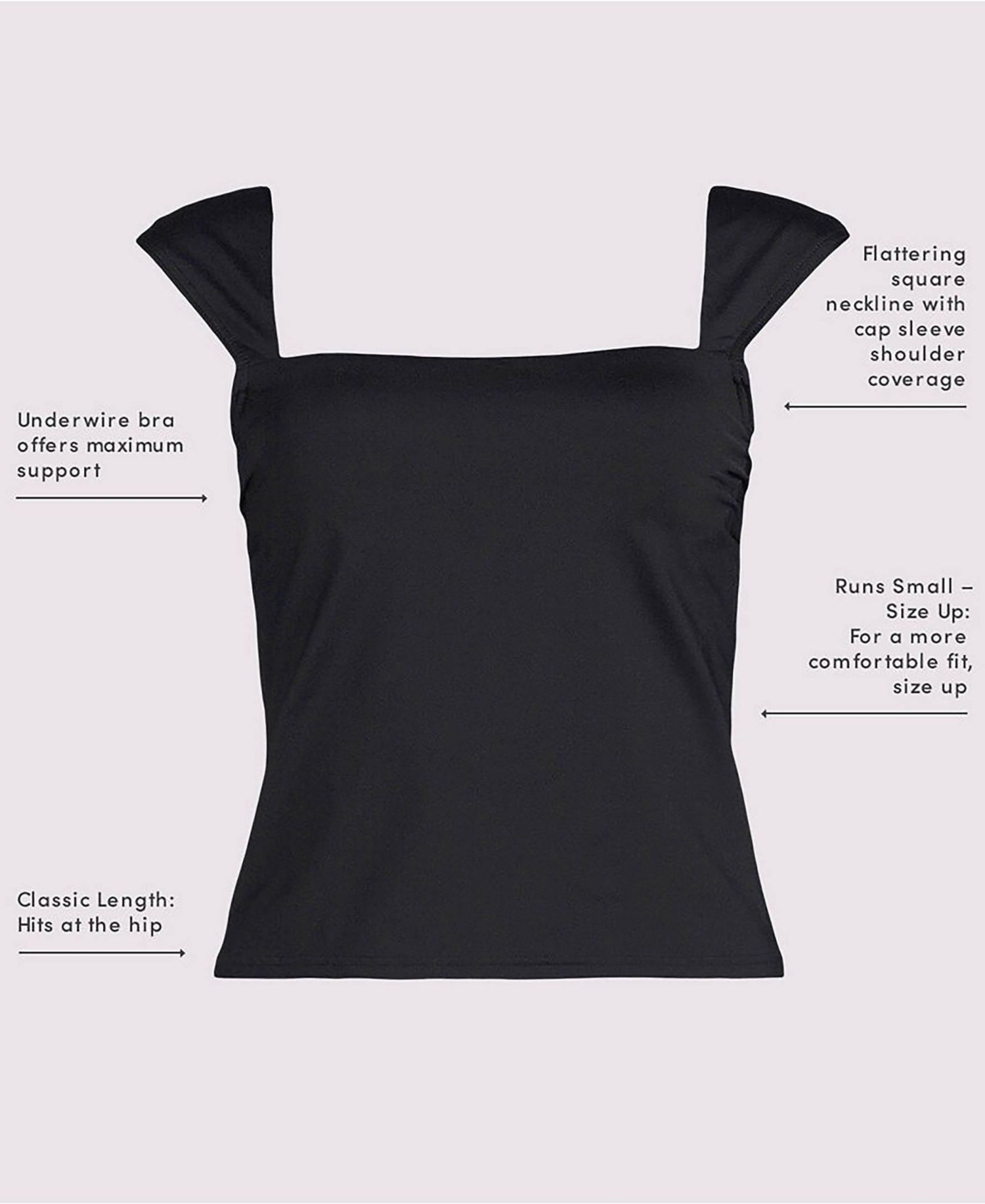 Women's Square Neck Underwire Tankini Top