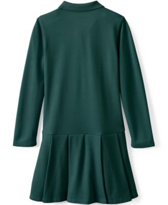 School Uniform Girls Long Sleeve Mesh Pleated Polo Dress