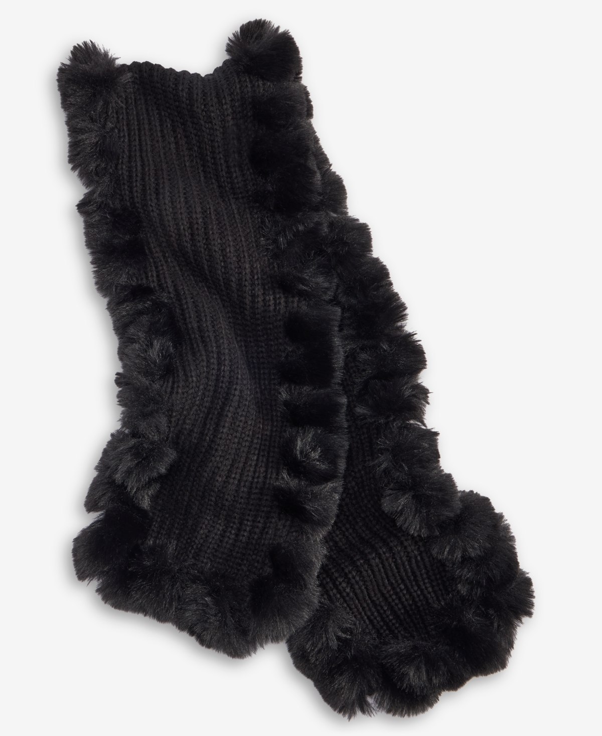 Inc International Concepts Knit Muffler With Faux Fur Trim, Macy's Exclusive In Black