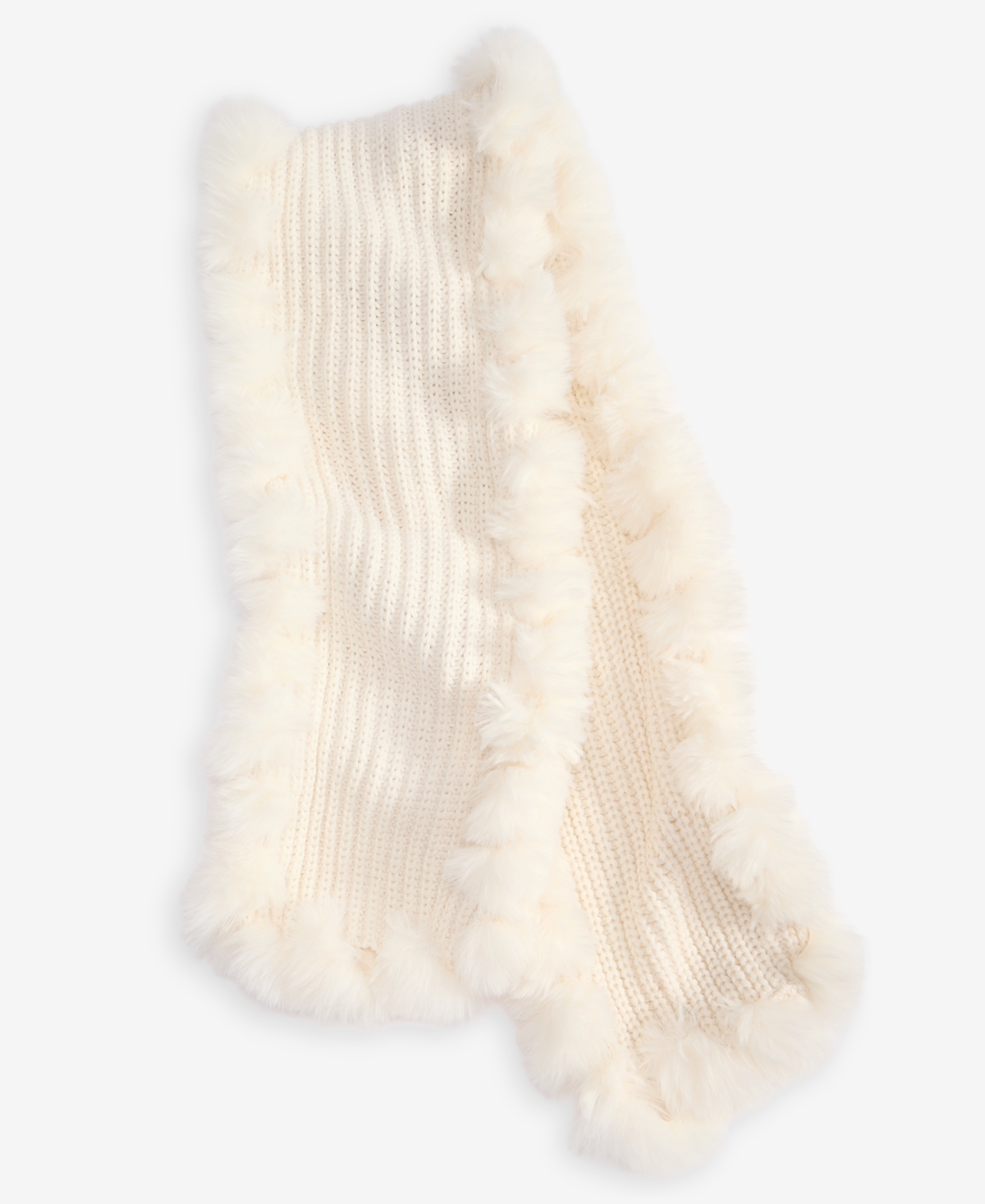 Inc International Concepts Knit Muffler With Faux Fur Trim, Macy's Exclusive In Neutral