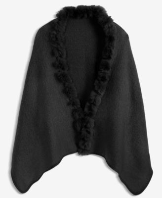 Whipstitch Faux Fur Luxe Ruana, Macy's Exclusive