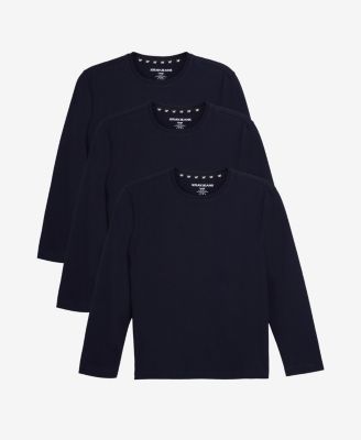 3 Pack Kids And Boys Basic Long Sleeve Crewneck T-Shirts