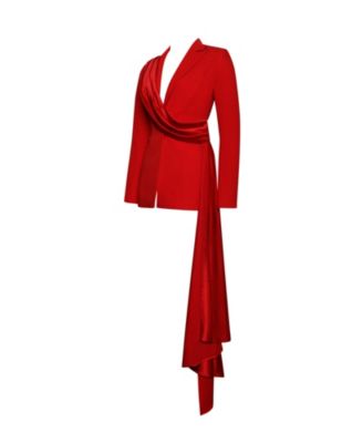 Women's Vandra Red Draping Blazer Jacket