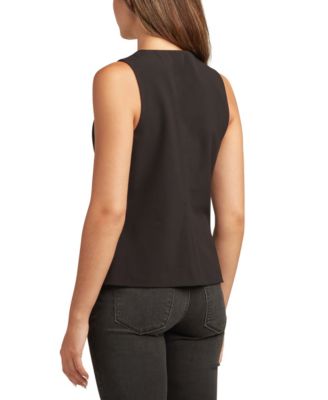 Juniors Round-Neck Button-Up Top