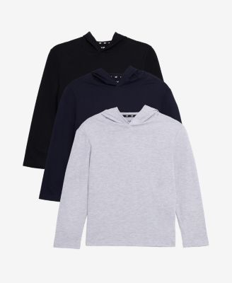 3 Pack Kids And Boys Basic Long Sleeve Hoodie T-Shirts