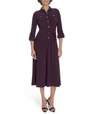 fit and flare knee length dress Anne Klein Side Button Down Midi Dress main image 0