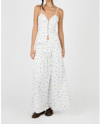 Women's Ruched Waist Midi Skirt