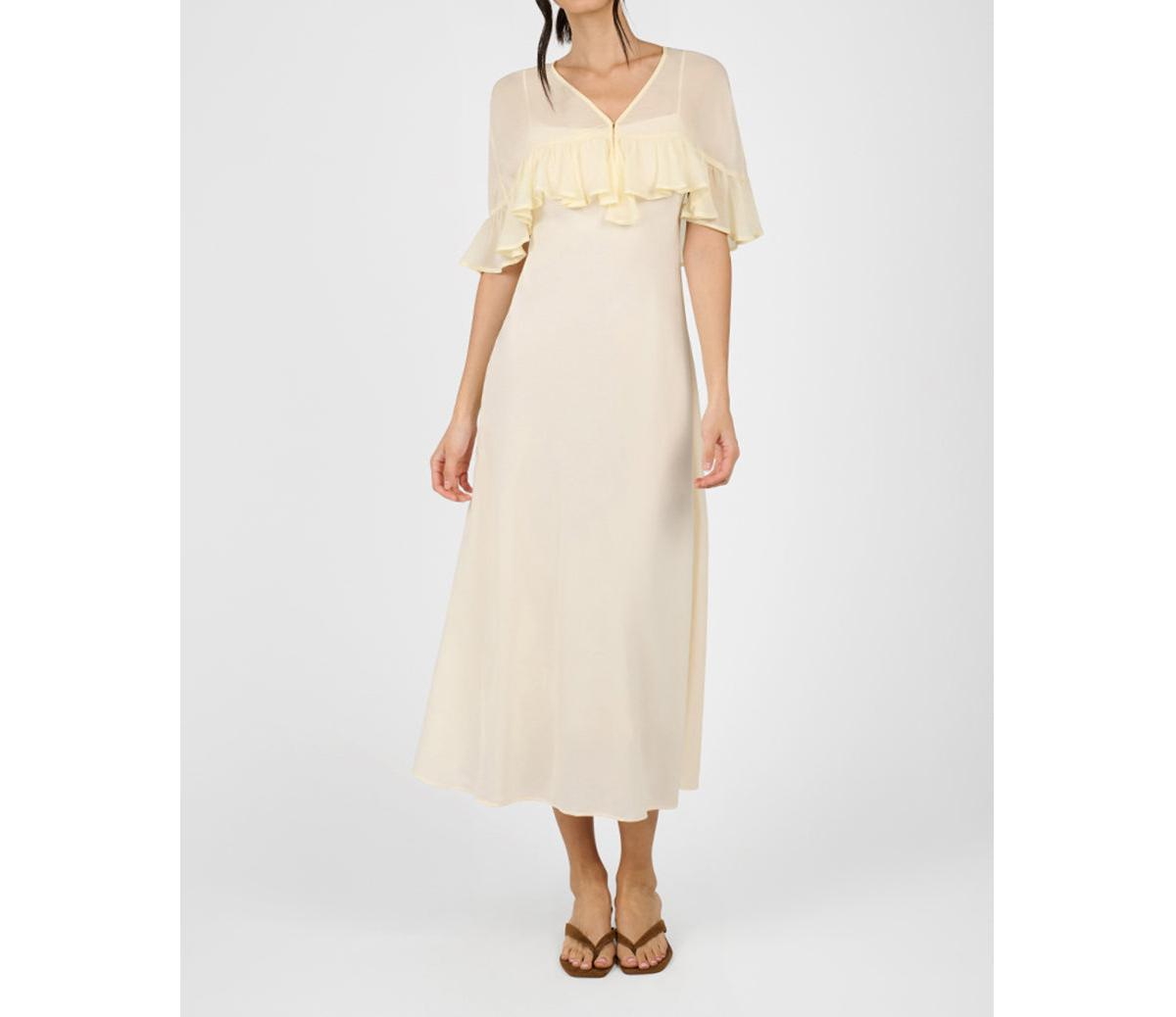 Women's Ruffle Shawl Collar Maxi Dress