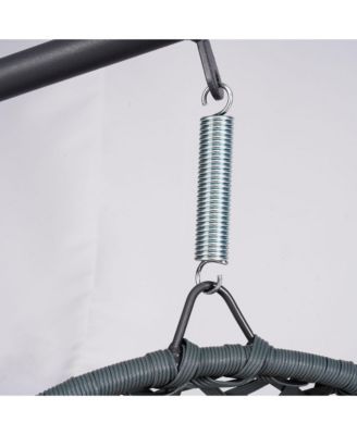 Cat Swing Bed with Stand & Cushion, Cat Egg Chair with Rattan Wicker Appearance, Indoor Hanging Swinging Cat Bed for Cats, Small Dogs, and Small Animals,Brown