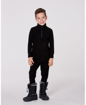 Kids Unisex Two-Piece Thermal Underwear Set Black
