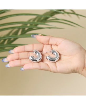 Silver Chunky Hoop Earrings