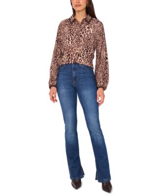 Women's Animal-Print Raglan-Sleeve Blouse
