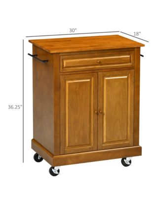 Brown Kitchen Island: Modern Rolling Cart with Drawer & Towel Racks