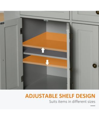 Gray Kitchen Assistant: Rolling Island with Rubber Wood Top and Storage