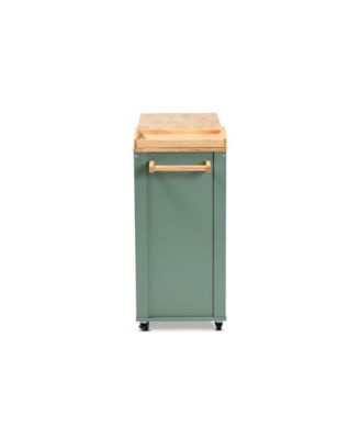 47.64" long Rubberwood, MDF, Metal + Drop Leaf, Tray, 4 Shelves, 2 Compartments Two-Tone Kitchen Cart