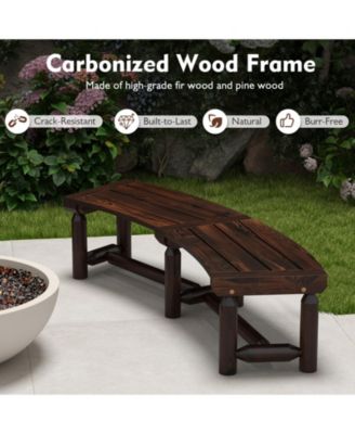 Curved Bench Carbonized Wood Dining Bench for Round Table 710 LBS Max Load Patio
