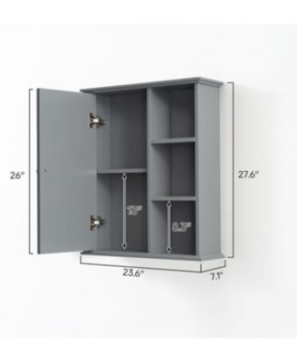 Over The Bathroom Bathroom Cabinet - Solid Wood Wall Mounted Storage Medicine Cabinet for Bathroom & Kitchen - Grey
