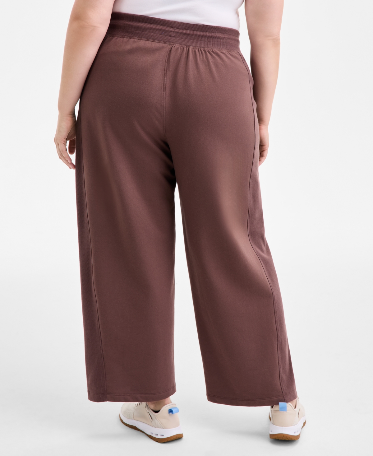 Id Ideology Plus Size Relaxed High-rise Fleece Pants, Macy's Exclusive In Brown