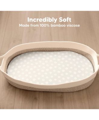 Bassinet Sheet for Baby Girls, Boys, 2-Pack Isla Fitted Bassinet Sheets, Bassinet Mattress Sheets