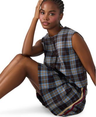Women's Alessa Plaid Pattern Sleeveless Top