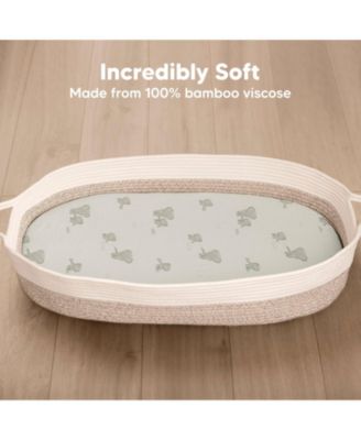 Bassinet Sheet for Baby Girls, Boys, 2-Pack Isla Fitted Bassinet Sheets, Bassinet Mattress Sheets