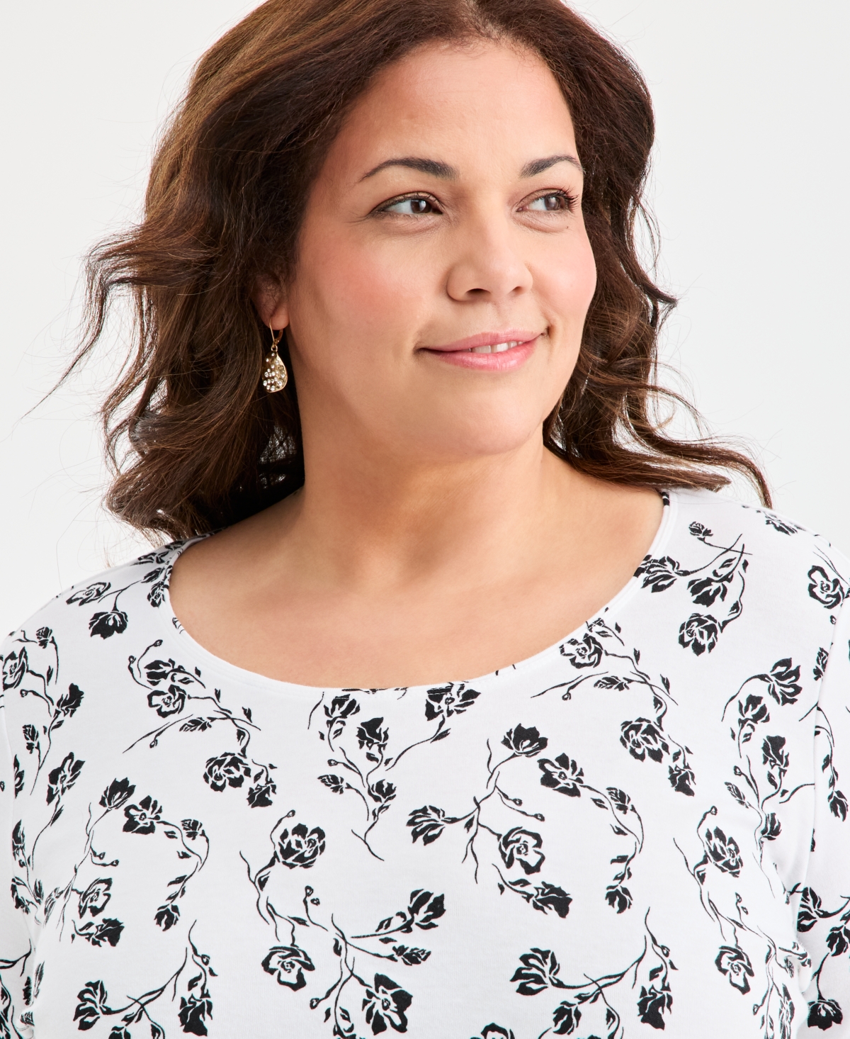 Style & Co Plus Scoop-Neck Long-Sleeve Knit Top