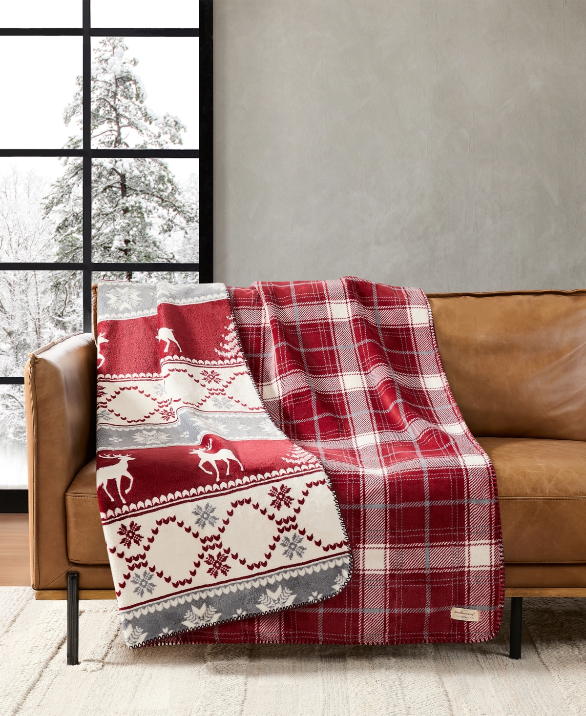 Weatherproof Reversible Plaid Throw, 50" X 70" In Multi