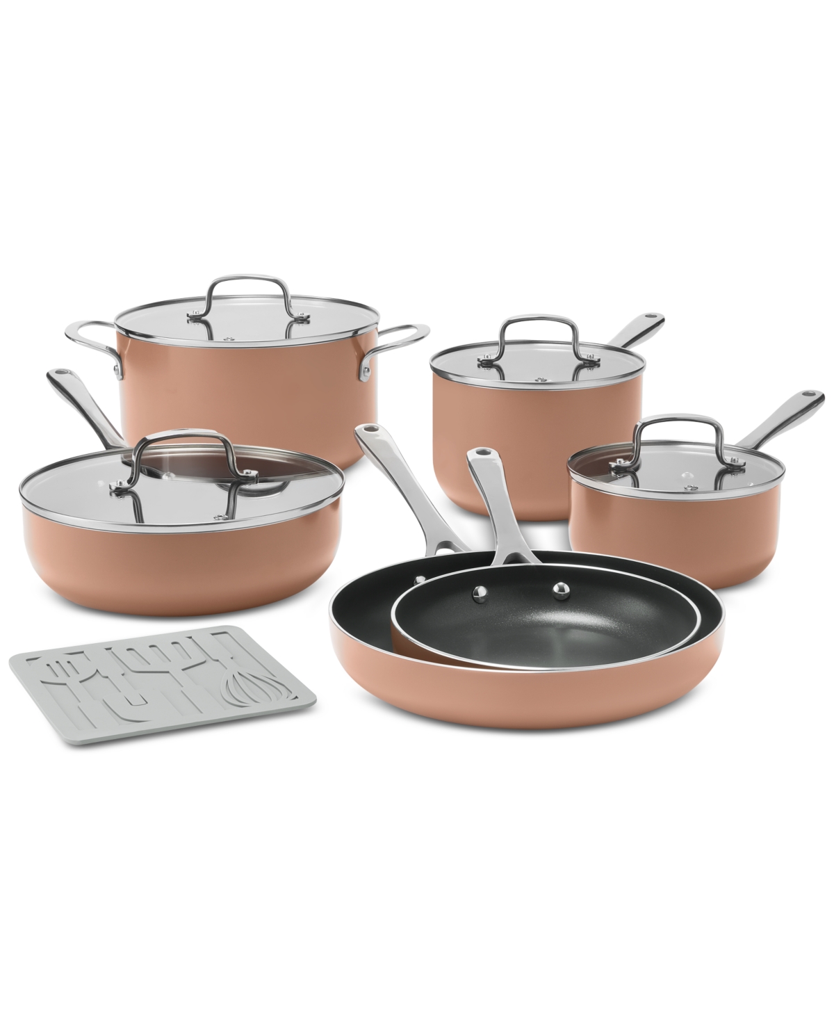 The Cellar Aluminum Nonstick 11-pc. Cookware Set, Macy's Exclusive In Brown