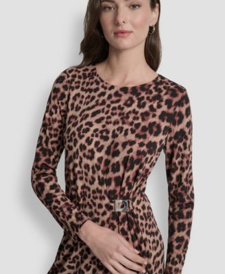 Women's Long Sleeve Jewel Neck Sheath Dress