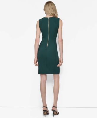 Women's Sleeveless Jewel Neck Scuba Crepe Dress