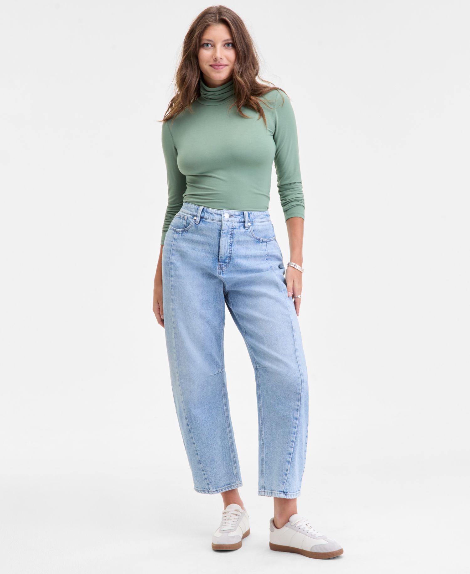 Women's Cropped High-Rise Barrel-Leg Jeans