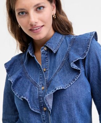 Women's Denim Ruffle Shirt, Macy's Exclusive