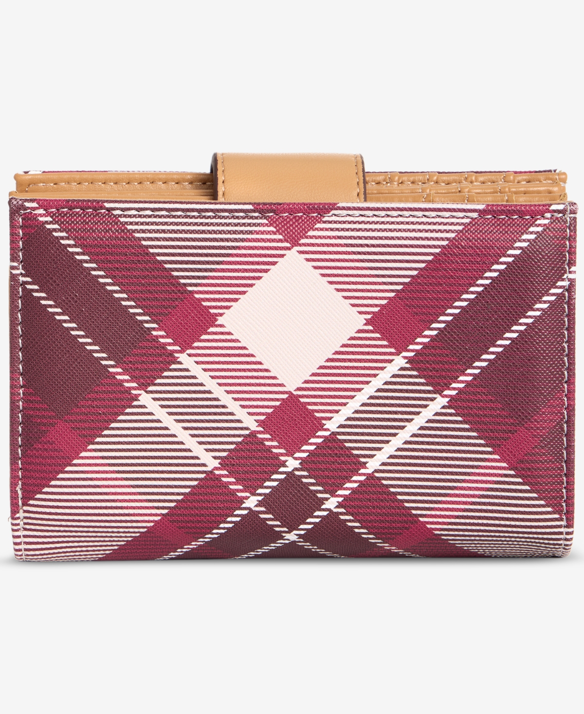 Giani Bernini Plaid Framed Indexer Wallet, Macy's Exclusive In Burgundy
